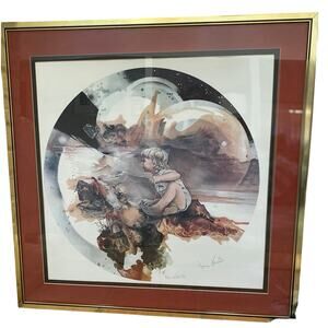 "New Worlds" by Jonas Gerard, signed‎ Lithograph framed and matted 31 x31